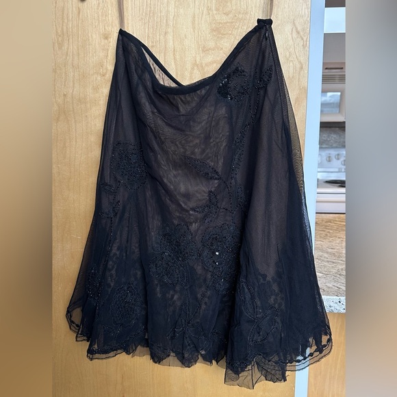Essentiel Antwerp Black Tulle Sequin Beaded Midi Skirt - Picture 1 of 13